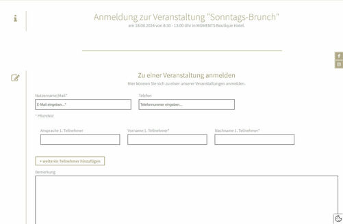 Anmeldung zu einer Veranstaltung